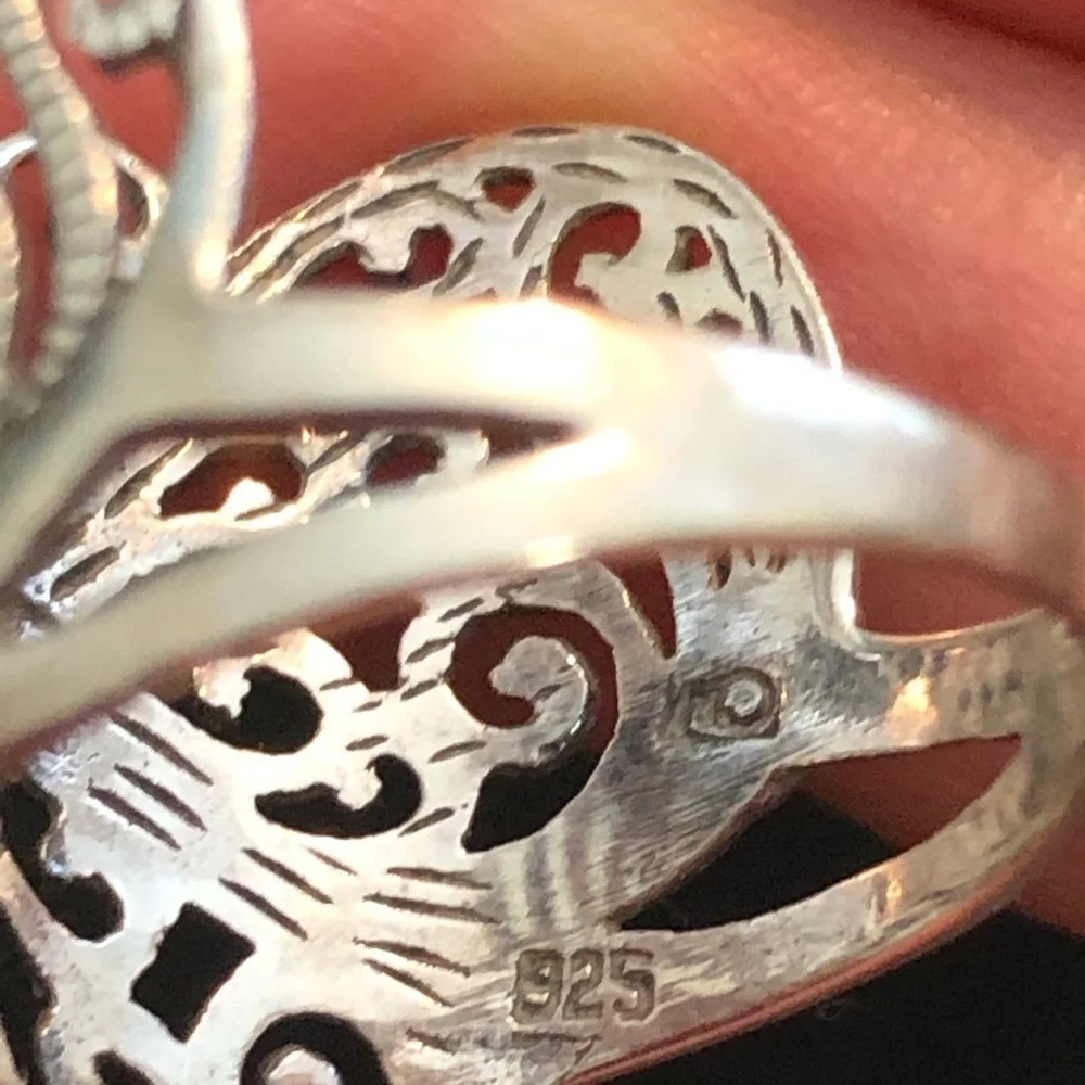 Sterling and Stone Butterfly Ring